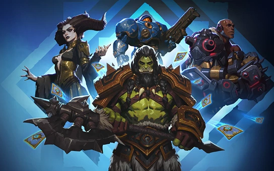 Op de promotieafbeelding voor BlizzCon staan een fantasiekrijger, een tovenares, een gepantserde soldaat en een futuristische strijder afgebeeld, waarmee de spanning van het gamen wordt benadrukt. Links staat in opvallende letters “BlizzCon”